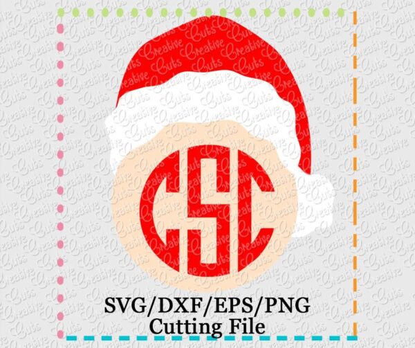 Santa Hat Monogram Cutting File SVG DXF EPS