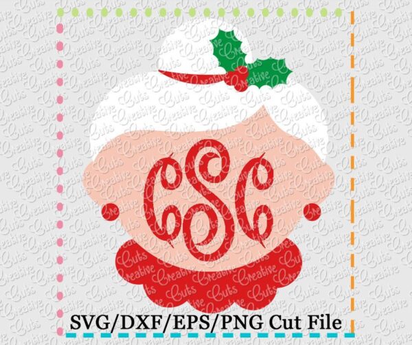 Mrs Claus Monogram Cut File SVG DXF EPS