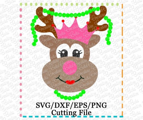 Girl Reindeer Crown Beads Cutting File SVG DXF EPS