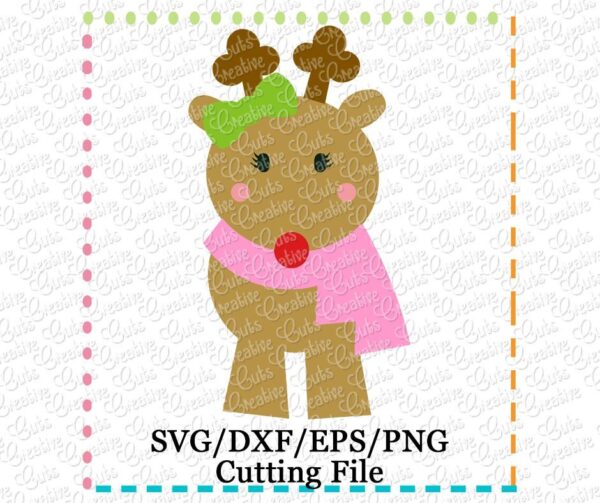 Reindeer Girl Standing Cutting File SVG DXF EPS