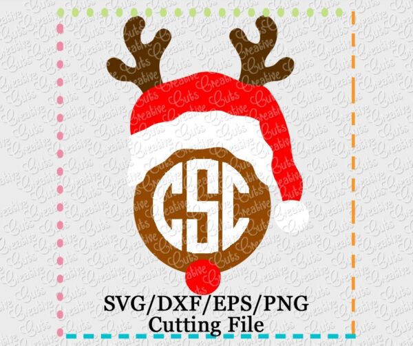 Reindeer Monogram Cut File SVG DXF EPS