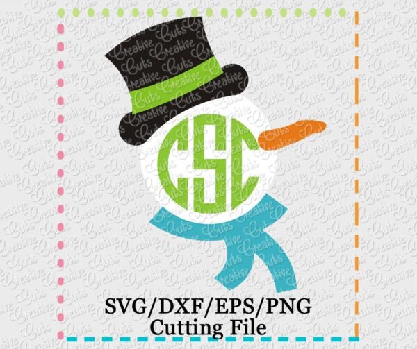 Snowman Monogram Cut File SVG DXF EPS