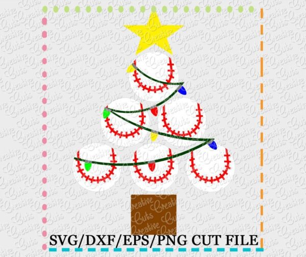 Baseball Softball Christmas Tree Cut File SVG DXF EPS