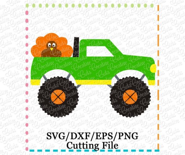 Monster Truck Thanksgiving Turkey Cutting File SVG DXF EPS