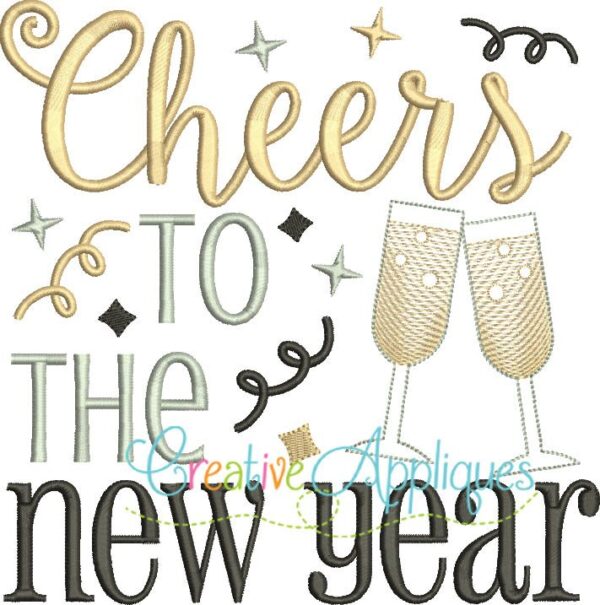 Cheers to the New Year Embroidery - Image 2