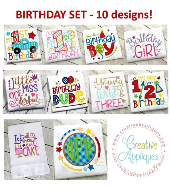 Birthday Set Applique & Embroidery