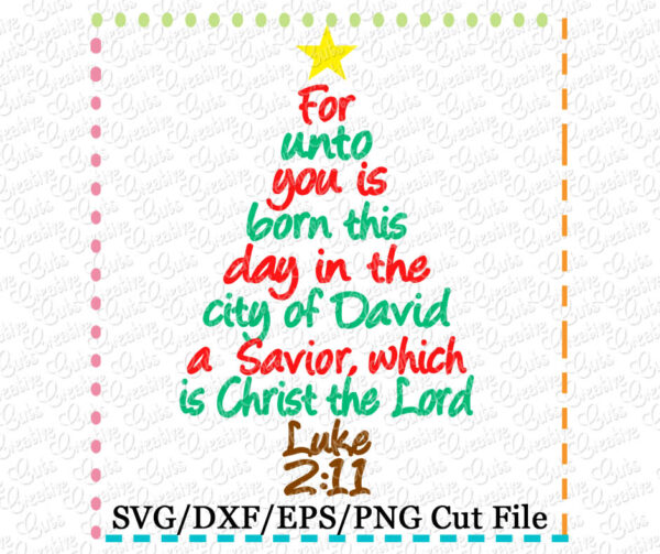 Luke 2:11 Verse Christmas Tree SVG DXF EPS