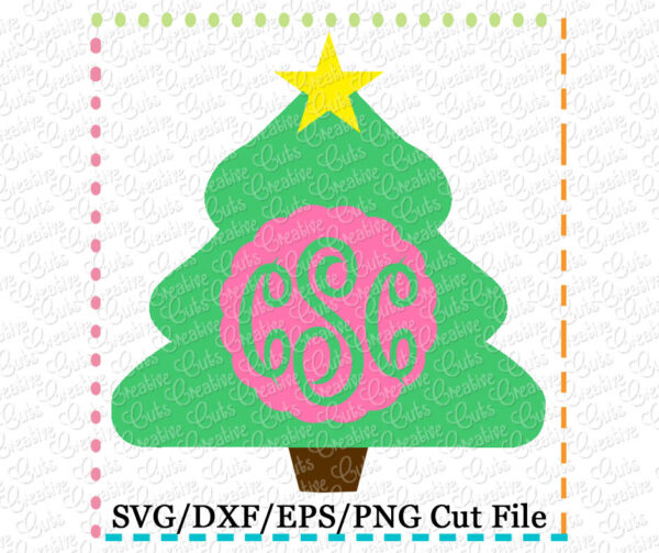 Monogram Scallop Christmas Tree SVG DXF EPS