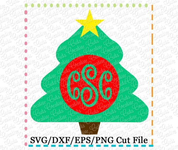 Monogram Christmas Tree SVG DXF EPS