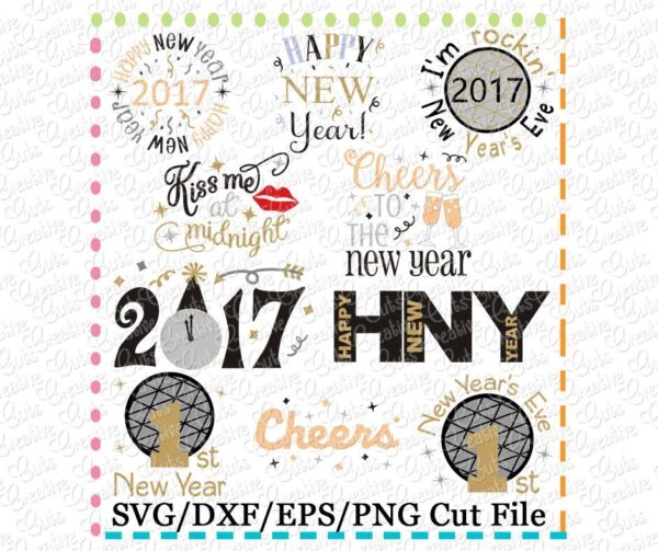 New Year Set Cutting File SVG DXF EPS