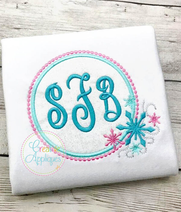 Snowflake Monogram Frame Applique & SVG Cut File - Image 2