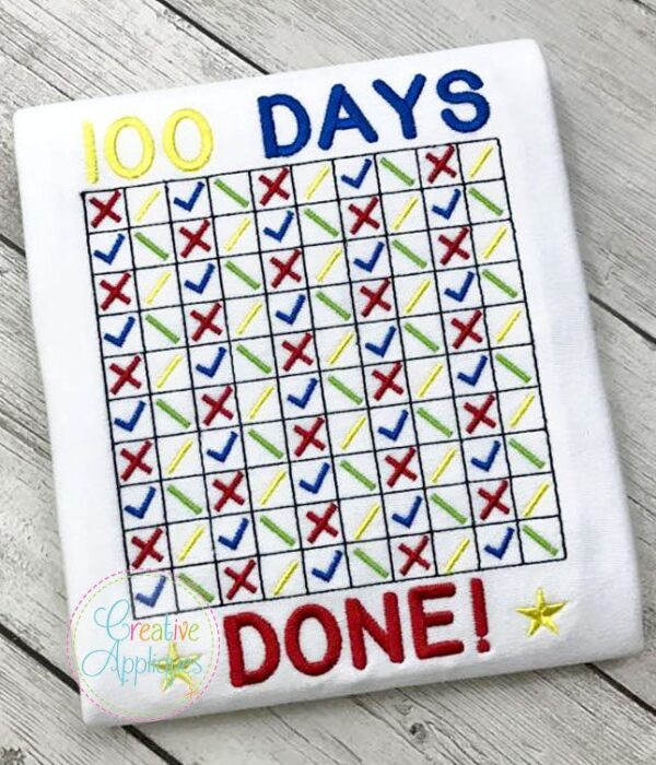 100 Days of School Done Embroidery