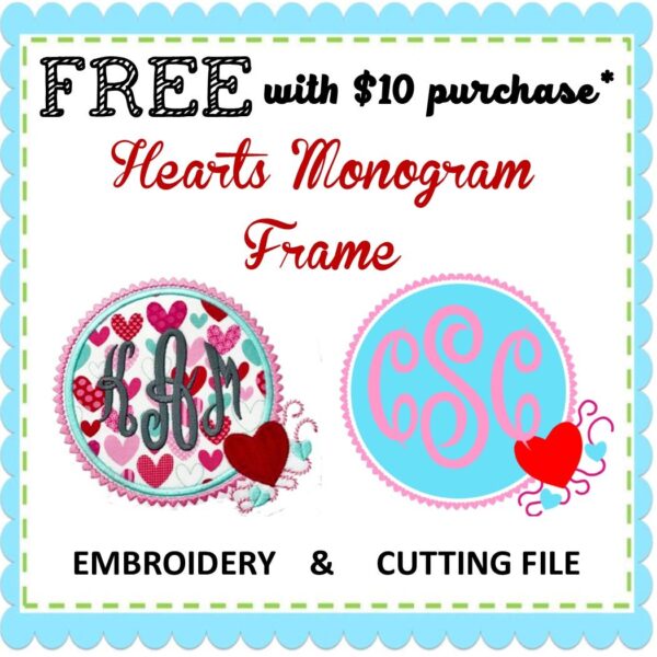 Hearts Monogram Applique + SVG Frame