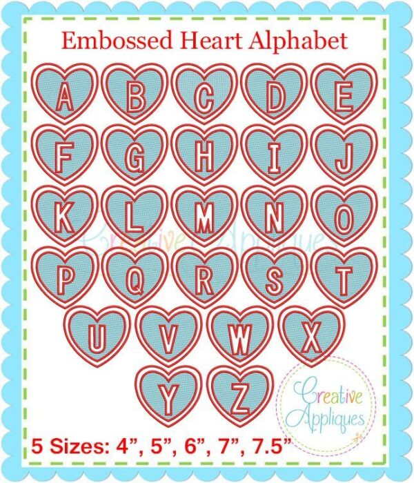 Embossed Heart Alphabet Embroidery - Image 4