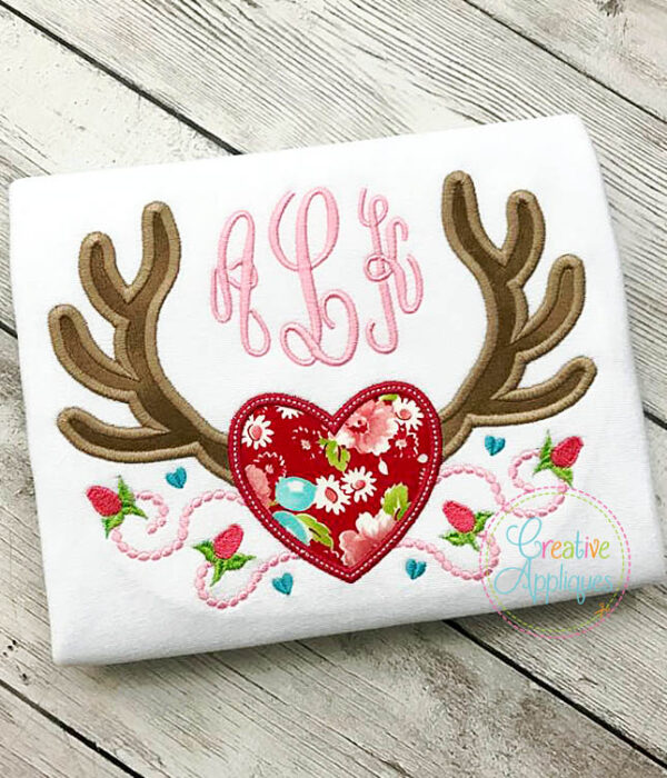 Antlers Heart Applique