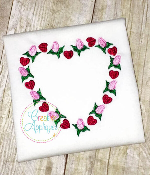 Hearts Roses Frame Embroidery