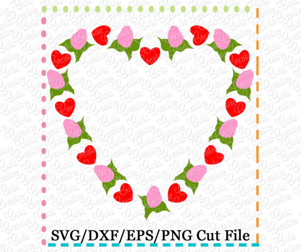 Hearts Roses Frame Cutting File SVG DXF EPS