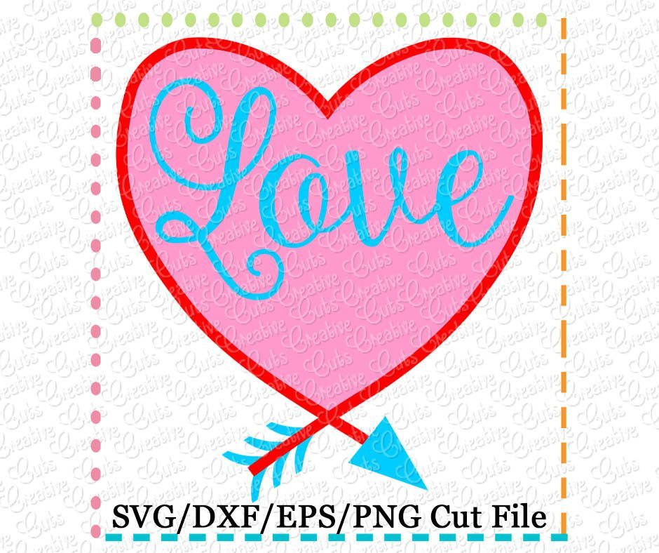 Love Arrow Heart Cutting File Svg Dxf Eps Creative Appliques