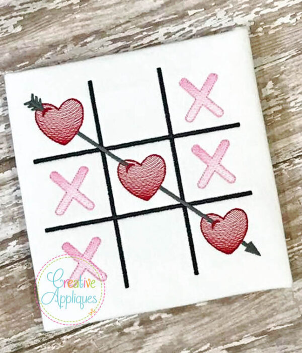 Tic Tac Toe Valentine Embroidery