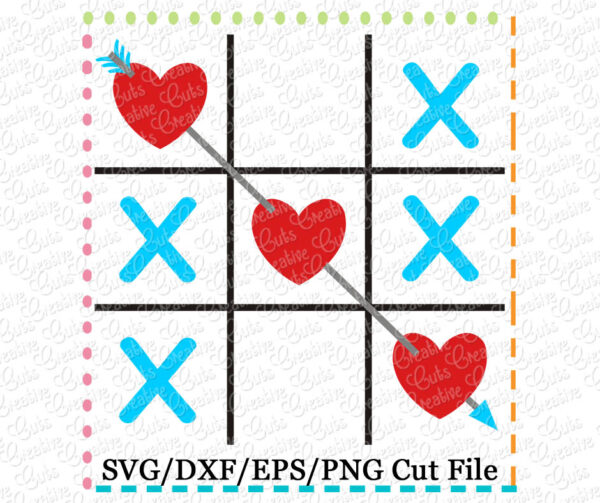 Tic Tac Toe Hearts Cutting File SVG DXF EPS