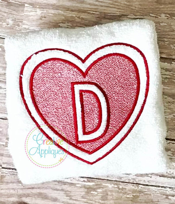 Embossed Heart Alphabet Embroidery