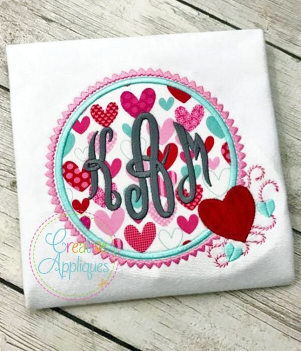 Hearts Monogram Applique Frame