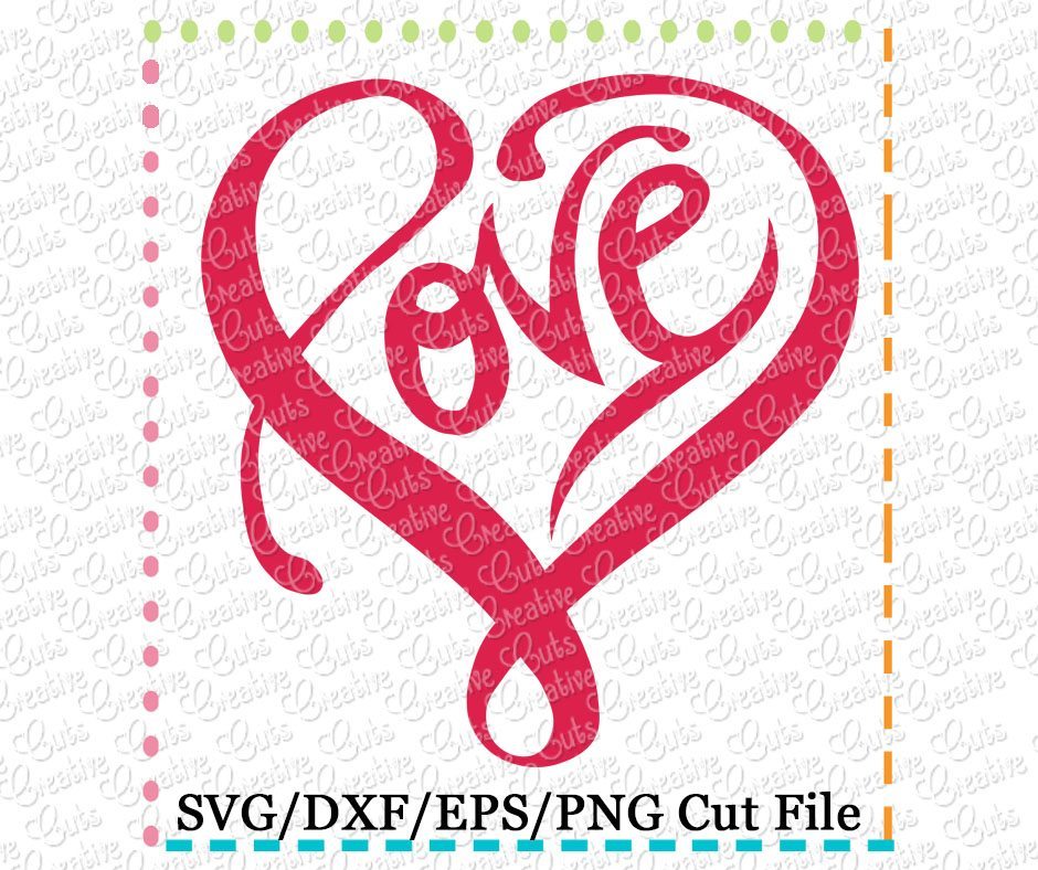 Download Love Heart Cutting File Svg Dxf Eps Creative Appliques