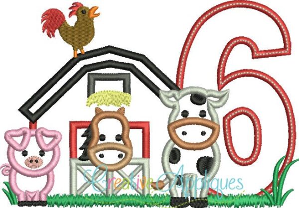 Barn Farm Birthday 6 Applique - Image 2