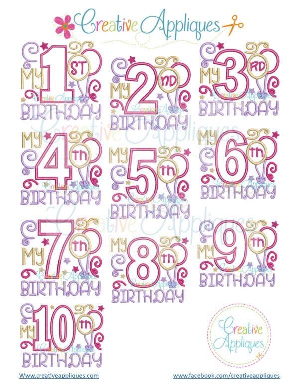 My Birthday Set Girl Applique - Image 2