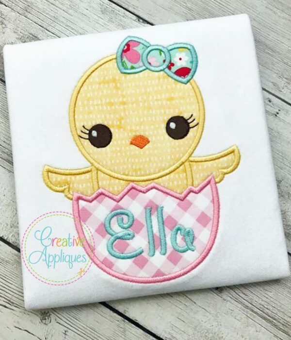 Baby Girl Chick Egg Applique