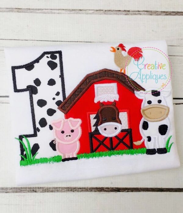 Barn Farm Birthday 1 Applique