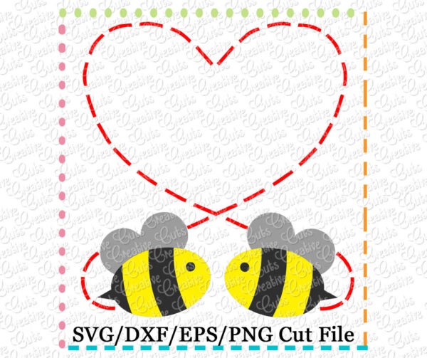 Bees with Heart Cutting File SVG DXF EPS