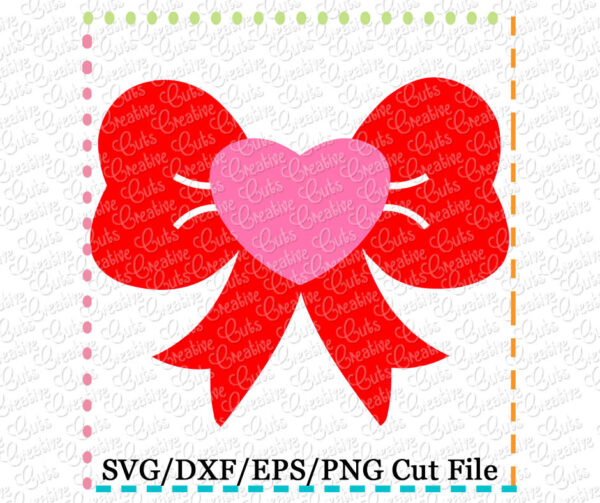 Bow with Heart Cutting File SVG DXF EPS