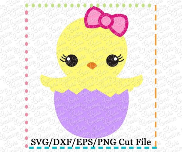 Easter Girl Chick in Egg Cutting File SVG DXF EPS