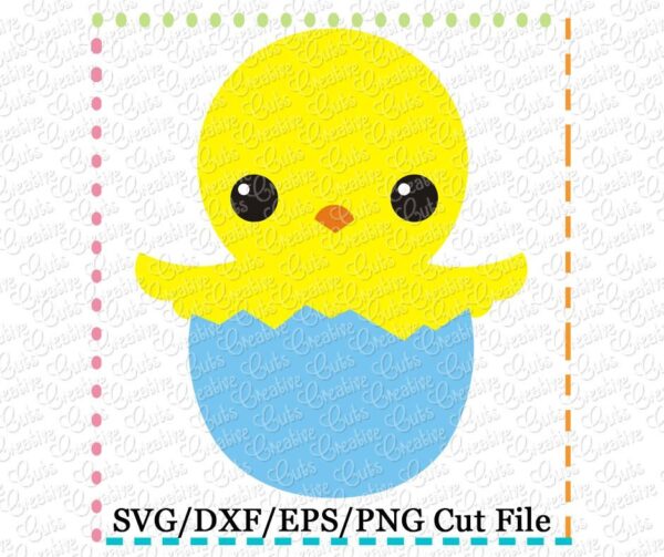 Easter Chick in Egg Cutting File SVG DXF EPS