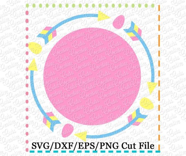 Easter Tribal Arrows Monogram Frame Cutting File SVG DXF EPS