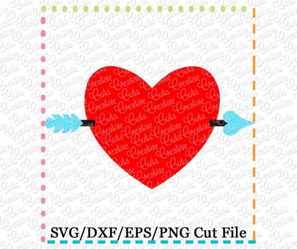 Heart with Arrow Cutting File SVG DXF EPS