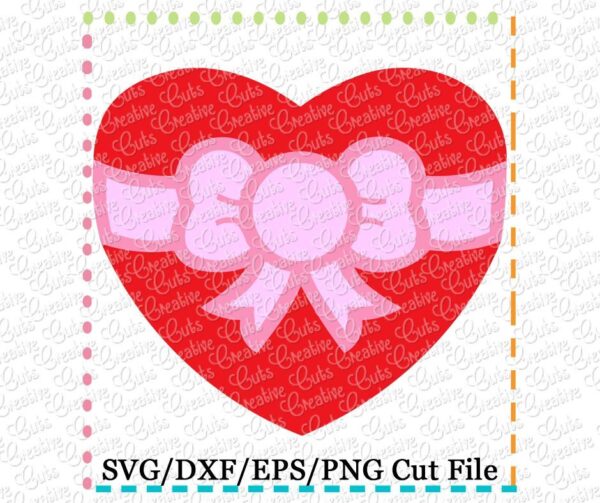 Heart with Bow Cutting File SVG DXF EPS