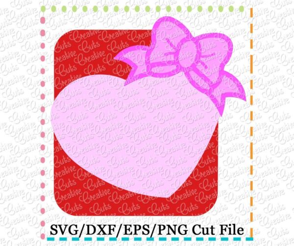 Heart Bow Rectangle Cutting File SVG DXF EPS