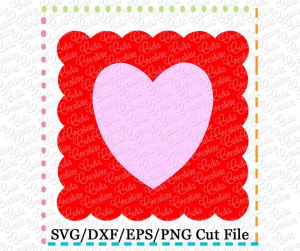 Heart Scallop Frame Cutting File SVG DXF EPS