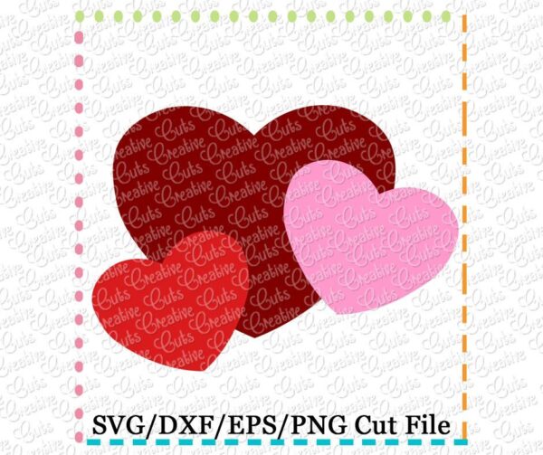 Heart Trio Cutting File SVG DXF EPS