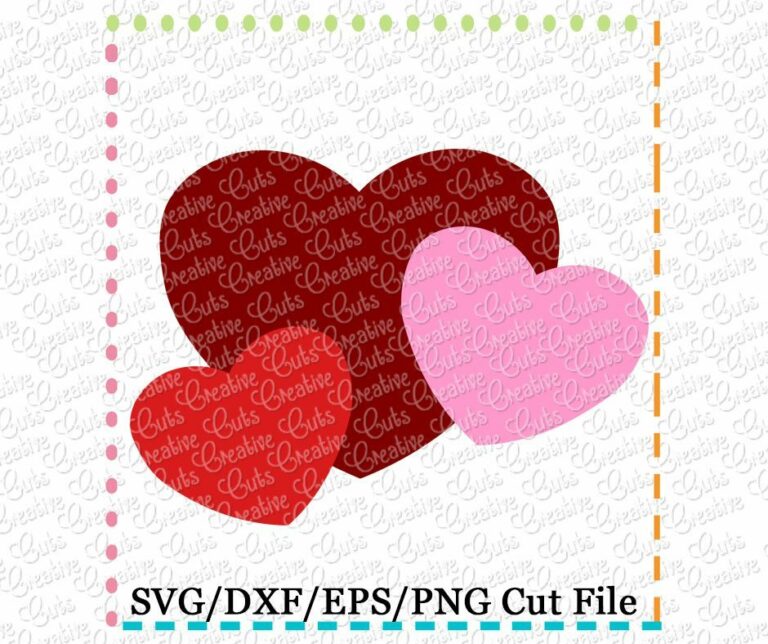 Heart Trio Cutting File SVG DXF EPS - Creative Appliques