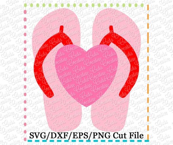 Flip Flops Heart Cutting File SVG DXF EPS