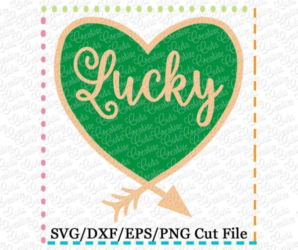 St Patrick's Lucky Arrow Heart Cutting File SVG DXF EPS