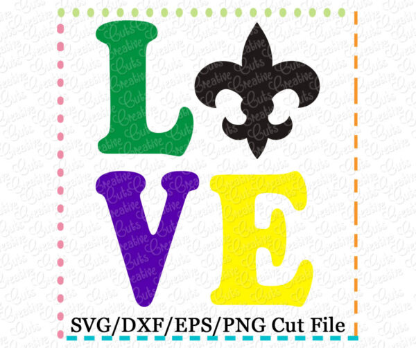 Love Fleur De Lis Cutting File SVG DXF EPS