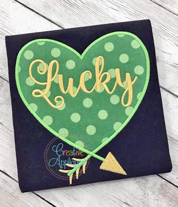 St Patrick Lucky Arrow Heart Applique