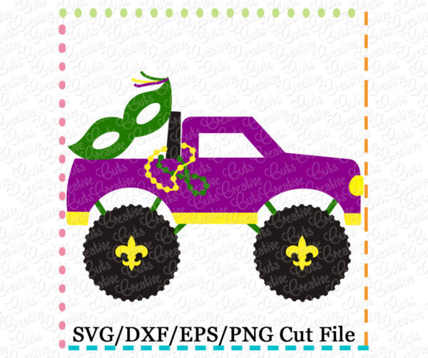 Mardi Gras Monster Truck Cutting File SVG DXF EPS