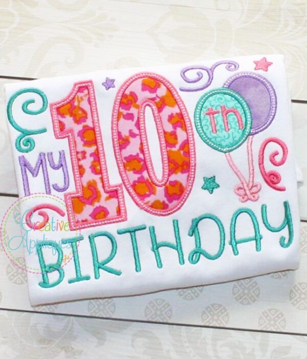 My 10th Birthday Girl Applique