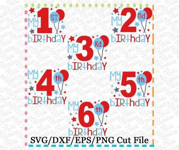 My Birthday Balloons Set Cutting File SVG DXF EPS