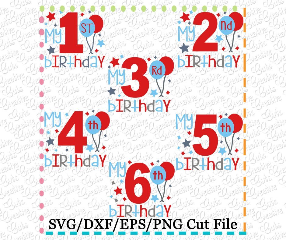 Download My Birthday Balloons Set Cutting File Svg Dxf Eps Creative Appliques